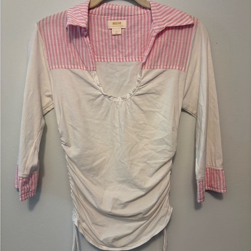 Maeve Pink and White Striped Blouse